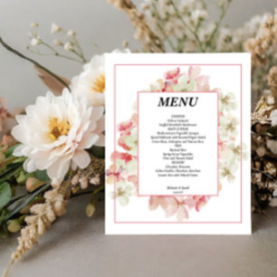 Budget Pink Floral wedding Menu Flyer