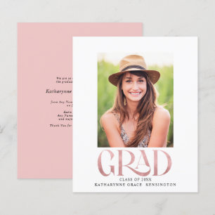 Budget Pink Foil Graduation Party Announcement