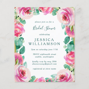 Budget Pink Garden Roses Floral Bridal Shower