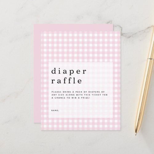 Budget Pink Gingham Diaper Raffle enclosure