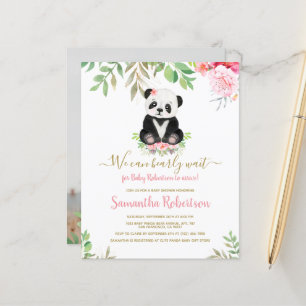 Budget Pink Girl Bear Photo Baby Shower Invitation