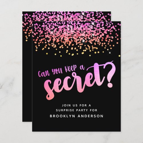 BUDGET Pink Glitter Surprise Party Invitation