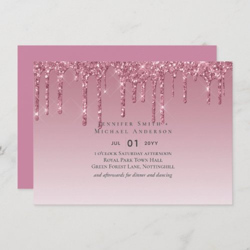 BUDGET Pink Glitter Wedding Invitations