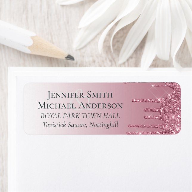 BUDGET Pink Glitter Wedding Label (Insitu)