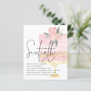 Budget Pink Gold Birthday Cake 60th Party Invite