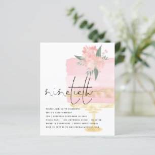Budget Pink Gold Birthday Cake 90th Party Invite