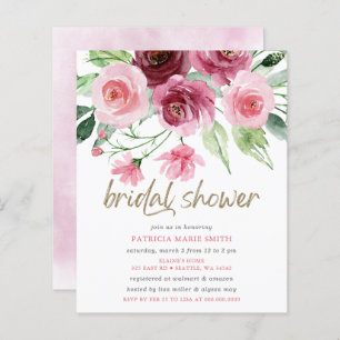  Budget Pink Gold Burgundy Floral Bridal Shower