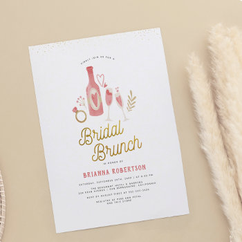 Budget Pink & Gold Modern Bridal Brunch & Bubbly by Cali_Graphics at Zazzle