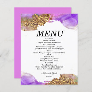 Budget Pink Gold Purple Ink Flat Menu card