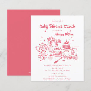 Budget Pink Hand Drawn Girl Baby Shower Brunch