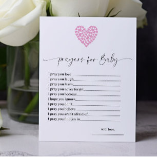Budget Pink Heart Prayers for Baby Shower Card