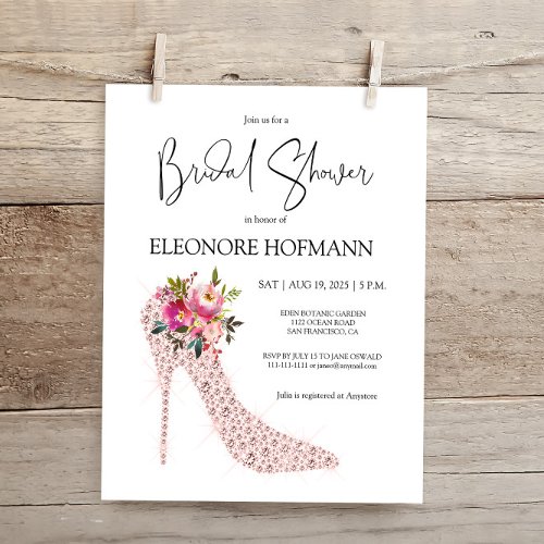 Budget Pink High Heels Bridal Shower Invitation