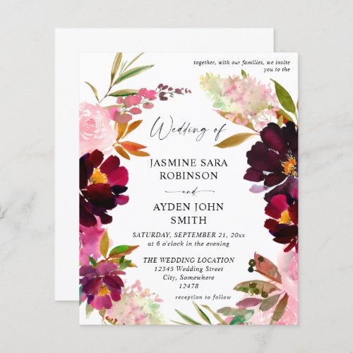 Budget Pink_ Hot Blush  Purple Floral Wedding V2