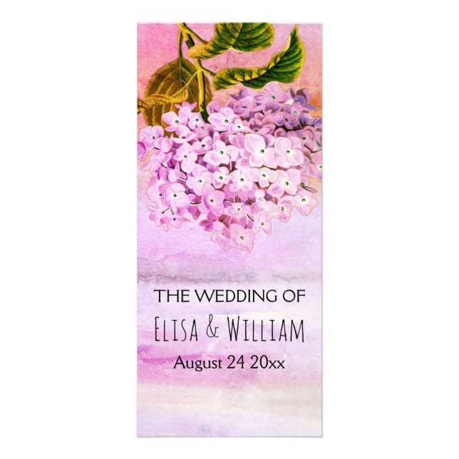 BUDGET Pink hydrangea floral wedding program (Front)
