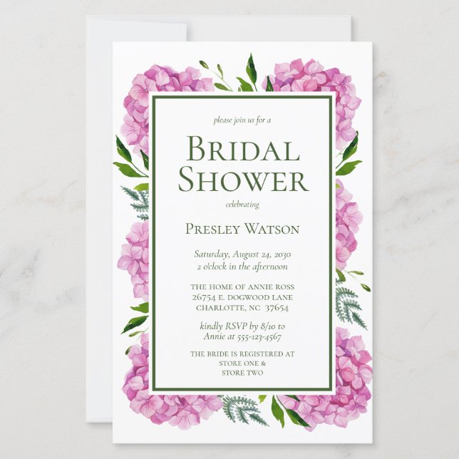 Budget Pink Hydrangeas Bridal Shower (Front)