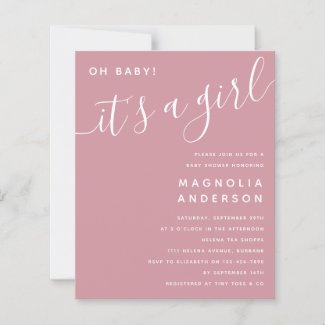 Budget Pink It's a Girl Baby Shower Invitation