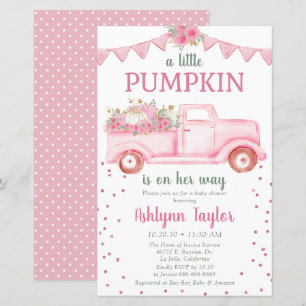 Budget Pink Little Pumpkin Baby Shower Invitation