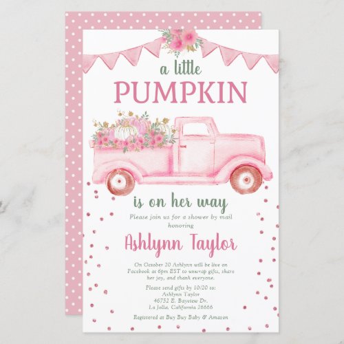 Budget Pink Little Pumpkin By Mail Shower Invite