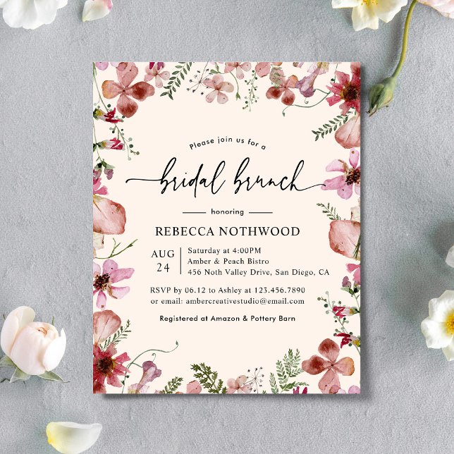 Budget Pink Magenta Flora Bridal Brunch Invitation (Creator Uploaded)