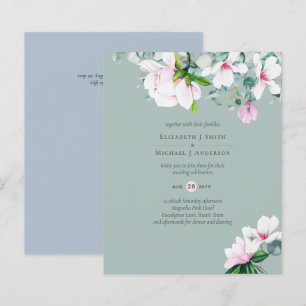 BUDGET Pink Magnolias Sage Eucalyptus Blue Wedding