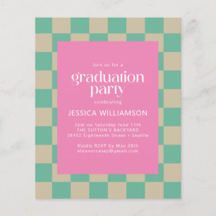 Budget Pink Mint Checkerboard Graduation Party