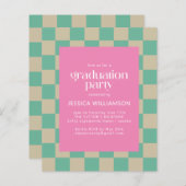 Budget Pink Mint Checkerboard Graduation Party (Front/Back)