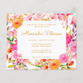 Budget Pink Orange Flowers Bridal Shower Invite (Front)