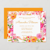 Budget Pink Orange Flowers Bridal Shower Invite (Front/Back)