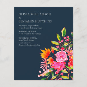 Budget Pink Orange Navy Watercolor Flowers Wedding