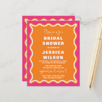Budget Pink Orange Photo Bridal Shower Invitation