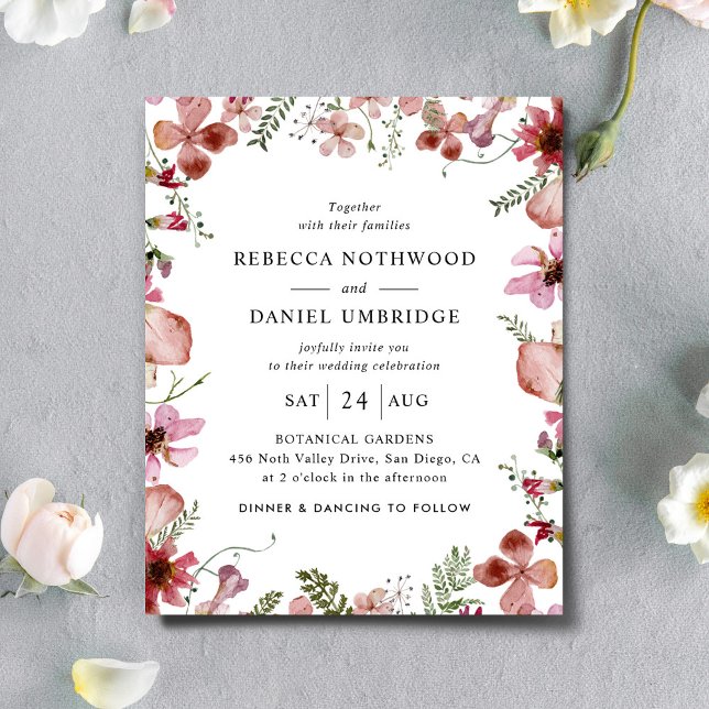 Budget Pink Peach Minimalist Wedding Invitation (Creator Uploaded)