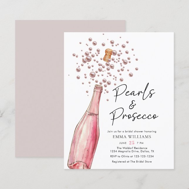 Budget Pink Pearls and Prosecco Bridal Shower (Front/Back)