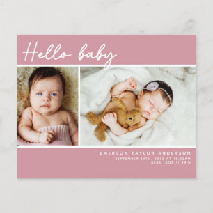 Budget Pink Photo Baby Thank You Card
