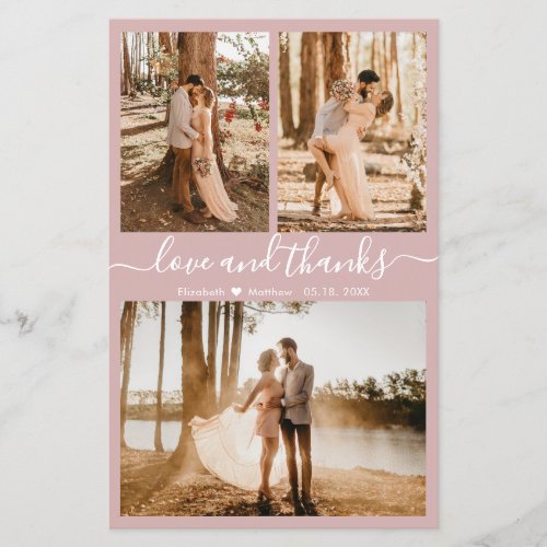 Budget Pink Photo Collage Wedding Thank You Card