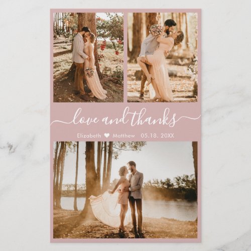 Budget Pink Photo Collage Wedding Thank You Flyer