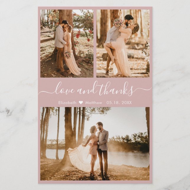 Budget Pink Photo Collage Wedding Thank You Flyer (Front)