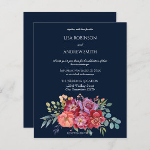 Budget Pink & Plum Tropical Floral Navy 2 Wedding