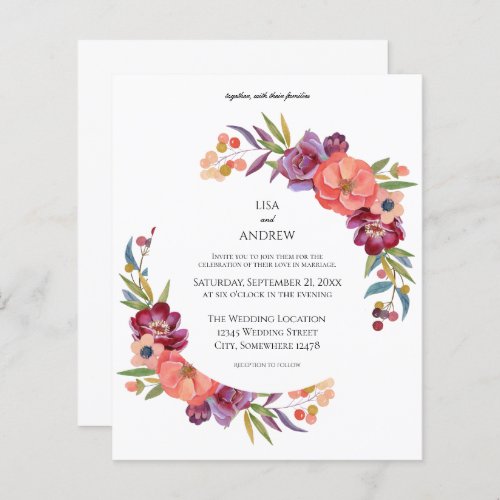 Budget Pink  Plum Tropical Floral V3 Wedding