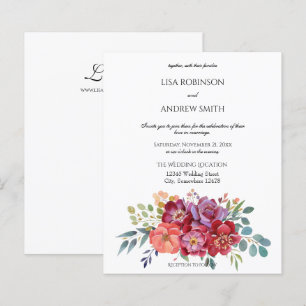 Budget Pink & Plum Tropical Floral White 2 Wedding