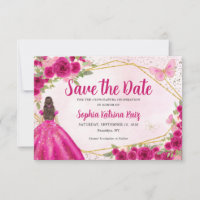 Budget Pink Princess Quinceañera Save the Date