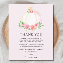 Budget Pink Pumpkin Baby Shower Thank You Card