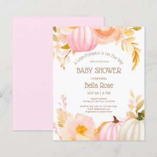 Budget Pink Pumpkin Fall Baby Shower Invitation