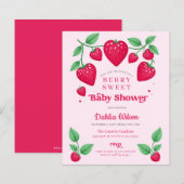 Budget Pink Red Berry Sweet Baby Shower Invite (Front/Back)