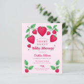 Budget Pink Red Berry Sweet Baby Shower Invite (Standing Front)
