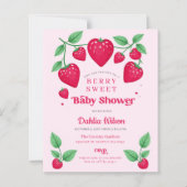 Budget Pink Red Berry Sweet Baby Shower Invite (Front)