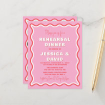 Budget Pink Red Photo Rehearsal Dinner Invite