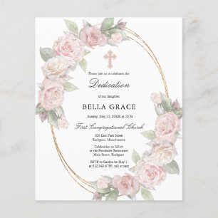 Budget Pink Rose Floral Dedication Invitation