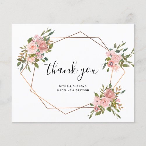 BUDGET Pink Rose Gold Frame Geometric Thank You 