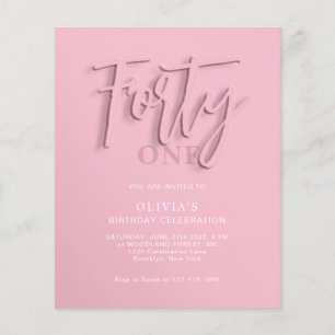 BUDGET Pink Script Forty 40th Adult Birthday