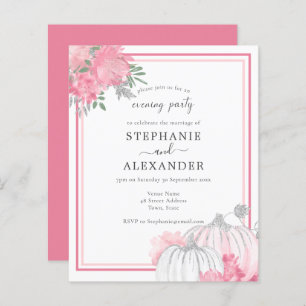 Budget Pink & Silver Pumpkin Wedding Party Invite